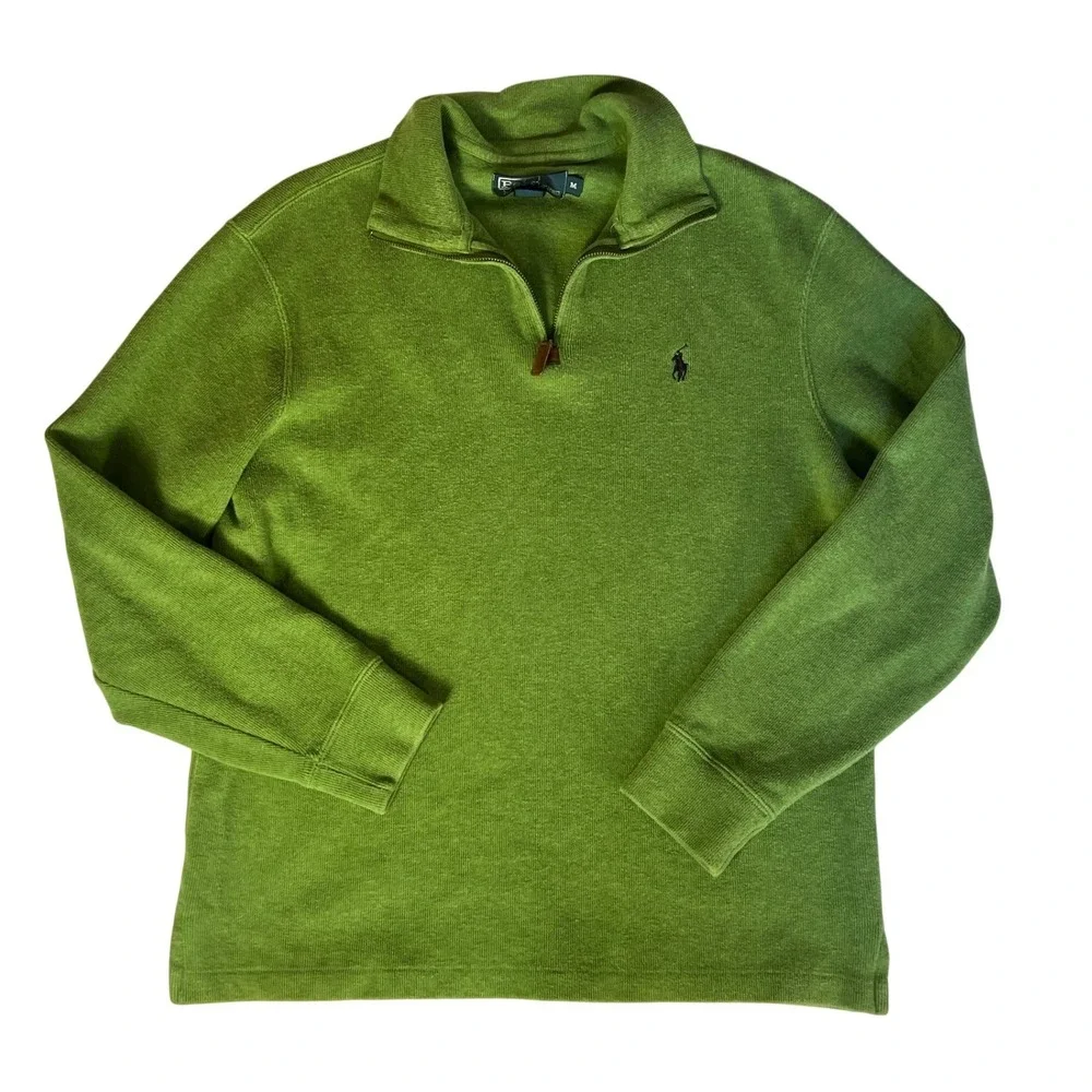 Polo Ralph Lauren Preppy Old Money Cotton Pullover‎ Sweater Green Medium
